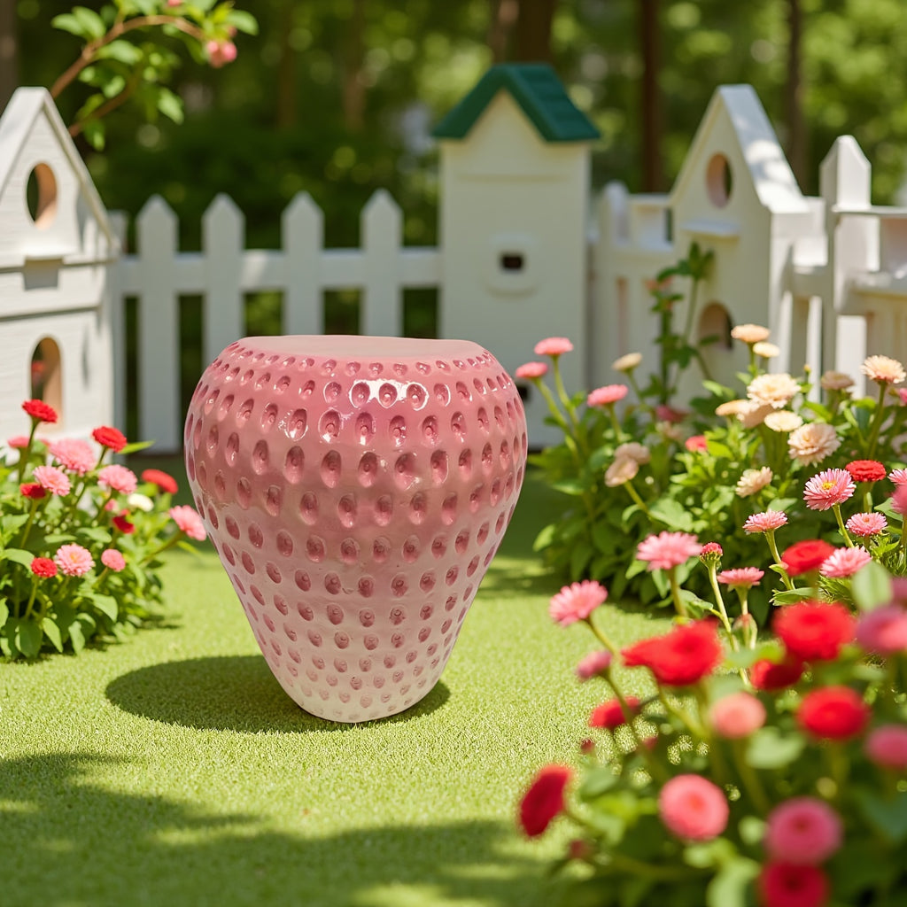 Whimsical Strawberry Stool 1pc Realistic Strawberry Stool - Heavy-Duty Resin Construction