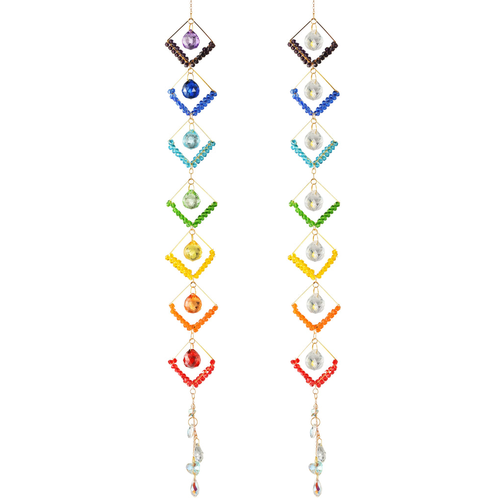 1pc Vintage Glass Seven Chakra Ball Wind Chime, Rainbow Maker