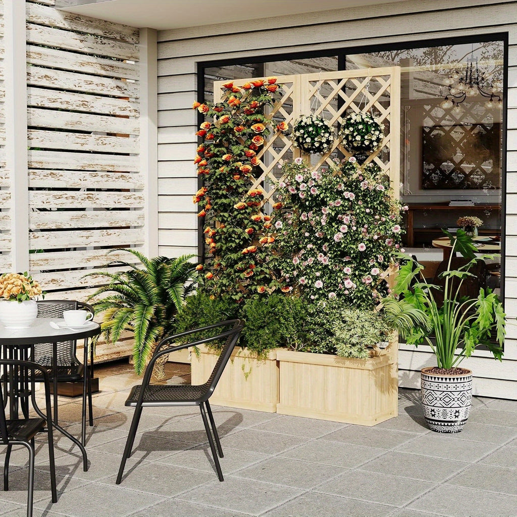 2-Panel Cedar Privacy Screen with Planter Box - 41\