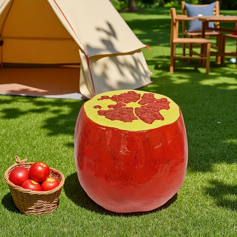 1pc Large 13.8-Inch Realistic Red Pomegrananus Stool - Heavy-Duty Resin Construction