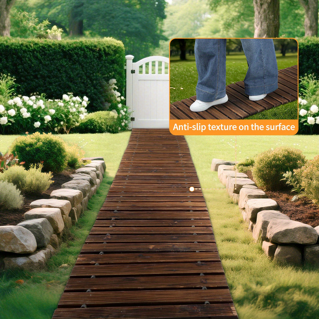 1pc Extra Long (8ft\u002F12ft Length Options) Wide 43cm Wooden Garden Pathway
