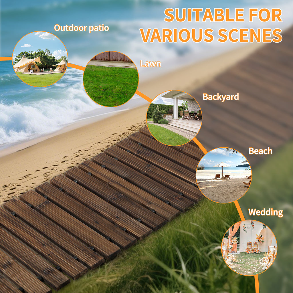 1pc Extra Long (8ft\u002F12ft Length Options) Wide 43cm Wooden Garden Pathway