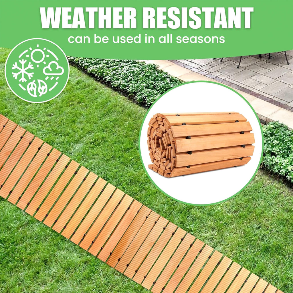 12ft x 45cm Wooden Garden Path Roll-Out Walkway - Natural Color