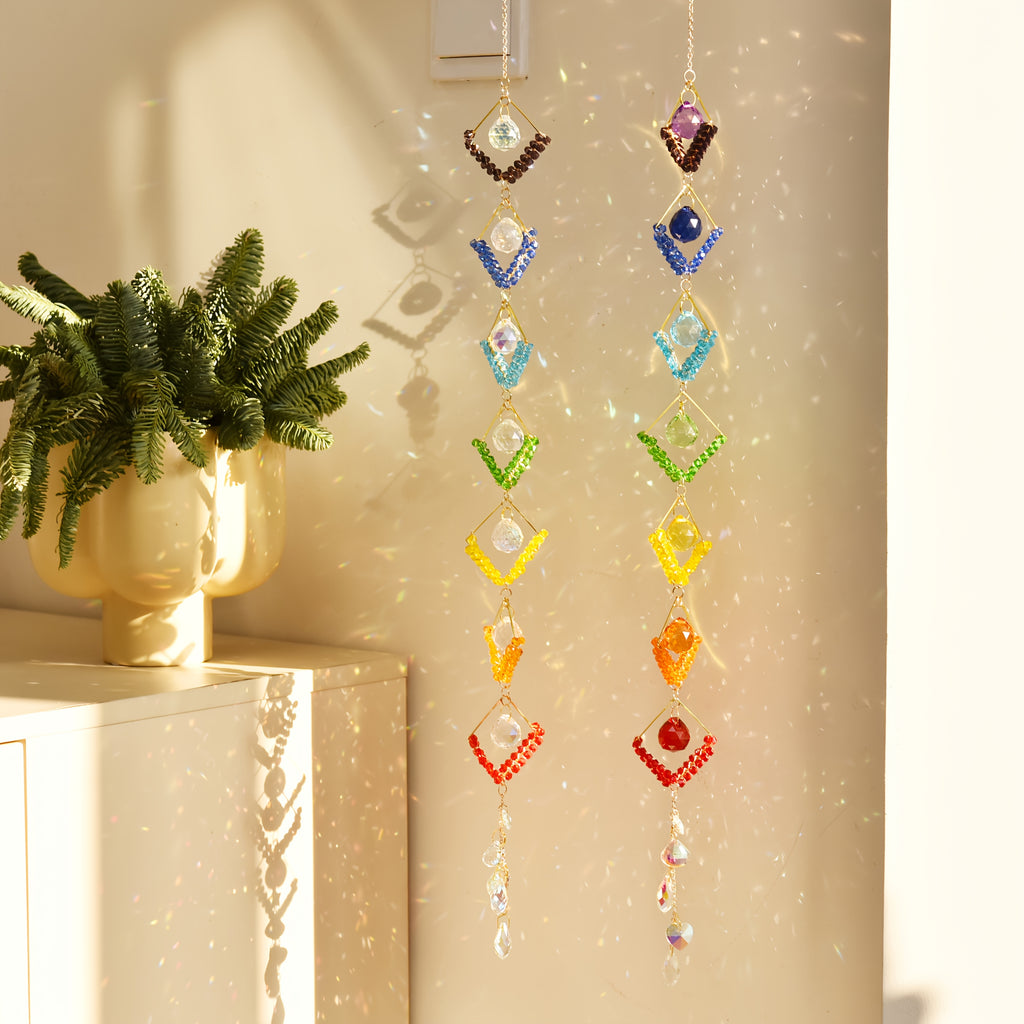 1pc Vintage Glass Seven Chakra Ball Wind Chime, Rainbow Maker