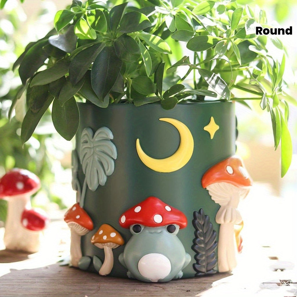 Colorful Frog Garden Planter, Cute Unique Succulent Planter with Drainage