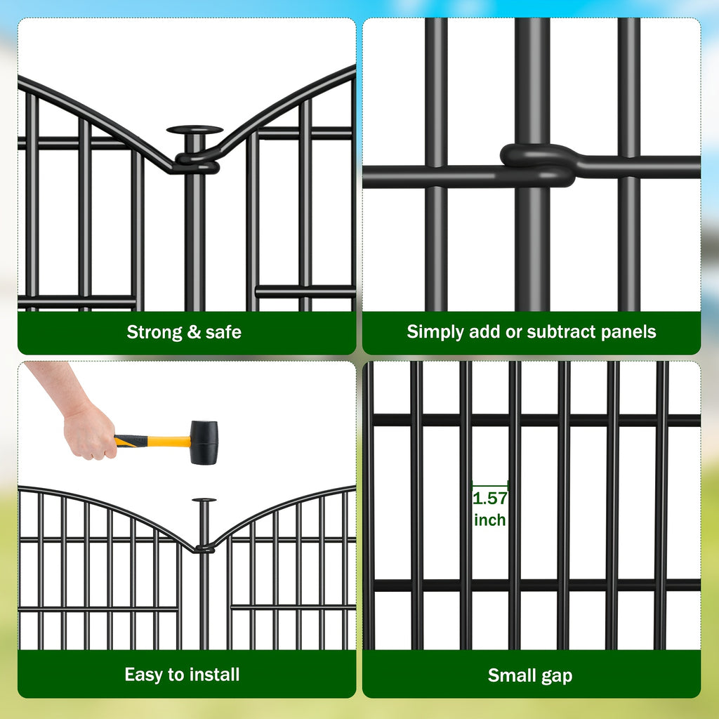 5\u002F10 Panels No Dig Decorative Outdoor Garden Fence With Gate For Yard