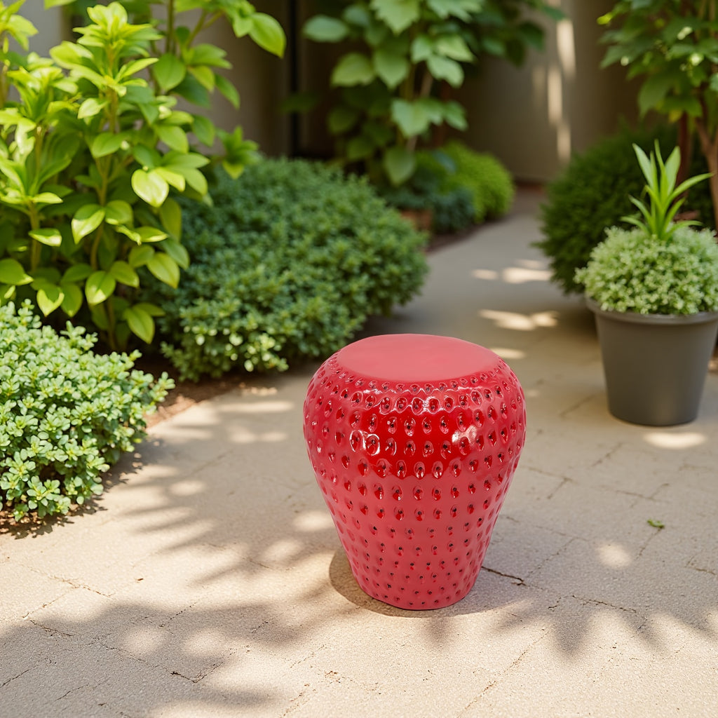 Whimsical Strawberry Stool 1pc Realistic Strawberry Stool - Heavy-Duty Resin Construction