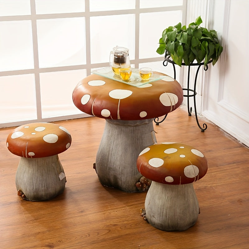 Mushroom Model Statue Stool, Outdoor Garden Resin Stool