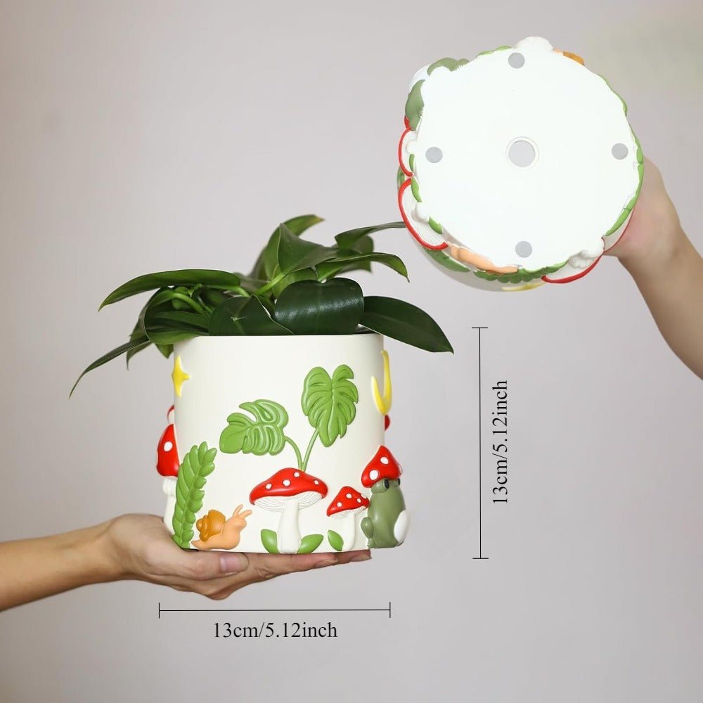 Colorful Frog Garden Planter, Cute Unique Succulent Planter with Drainage