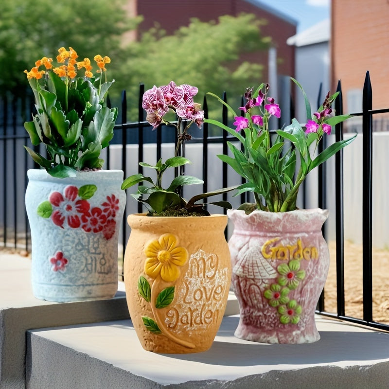 3pcs, cute little yellow chicken ceramic flower pots, pastoral style, exquisite and compact