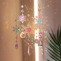 4pcs Crystal Snowflake Wind Chime Set - Glass & Plastic