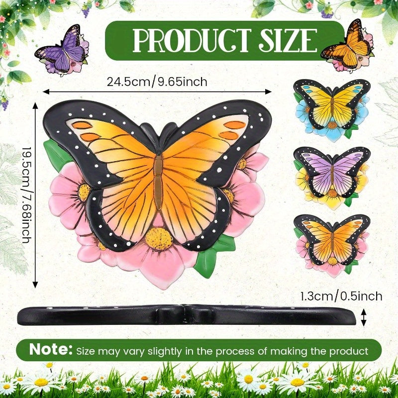 3pcs Butterfly Garden Stepping Stones - Realistic Butterfly with Floral accents