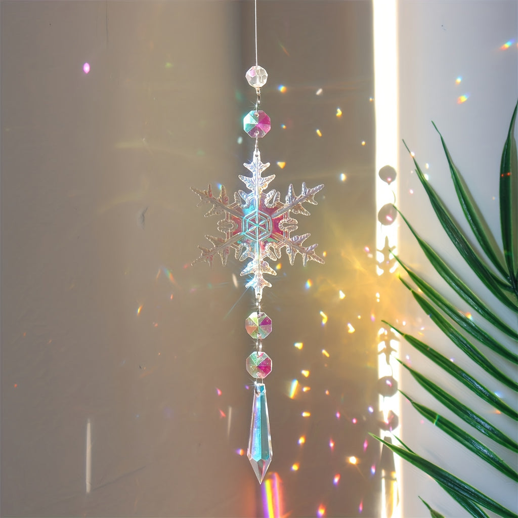 4pcs Crystal Snowflake Wind Chime Set - Glass & Plastic