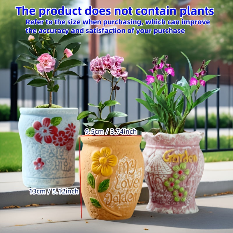 3pcs, cute little yellow chicken ceramic flower pots, pastoral style, exquisite and compact