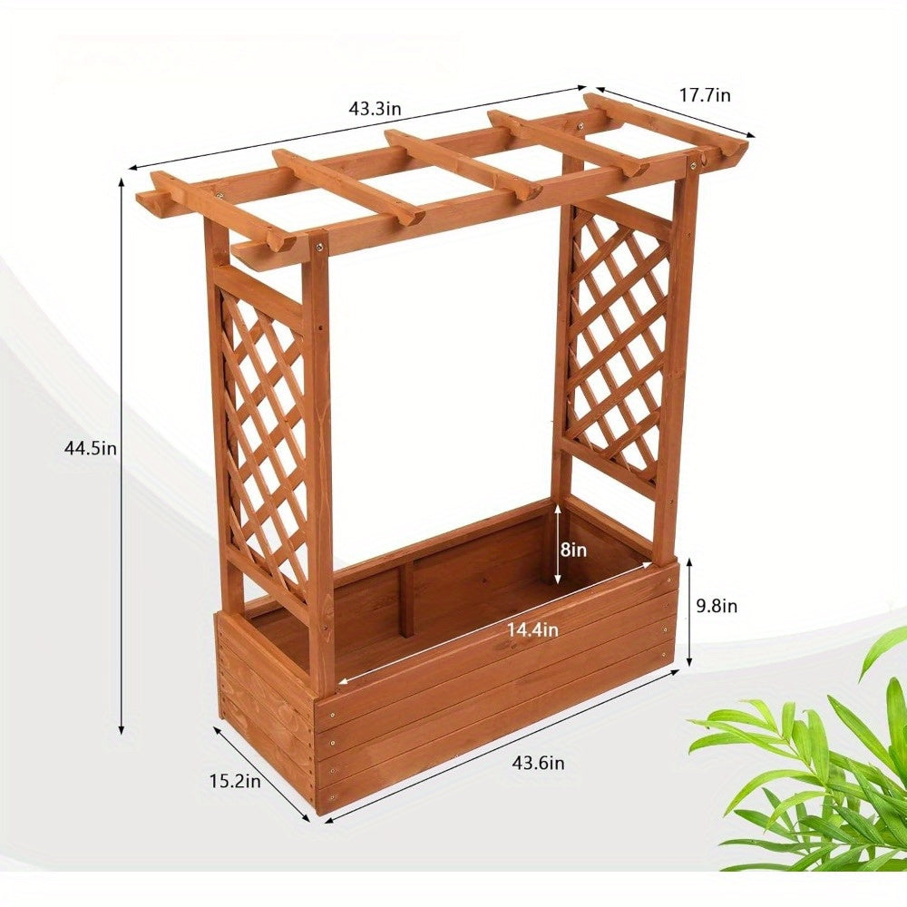Teak Wood Raised Garden Bed with Trellis