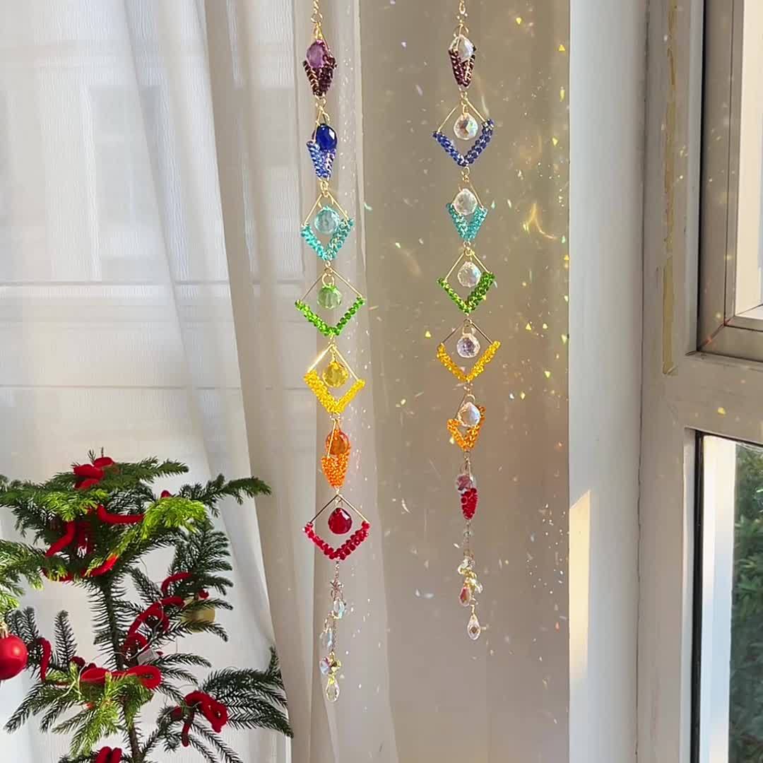 1pc Vintage Glass Seven Chakra Ball Wind Chime, Rainbow Maker