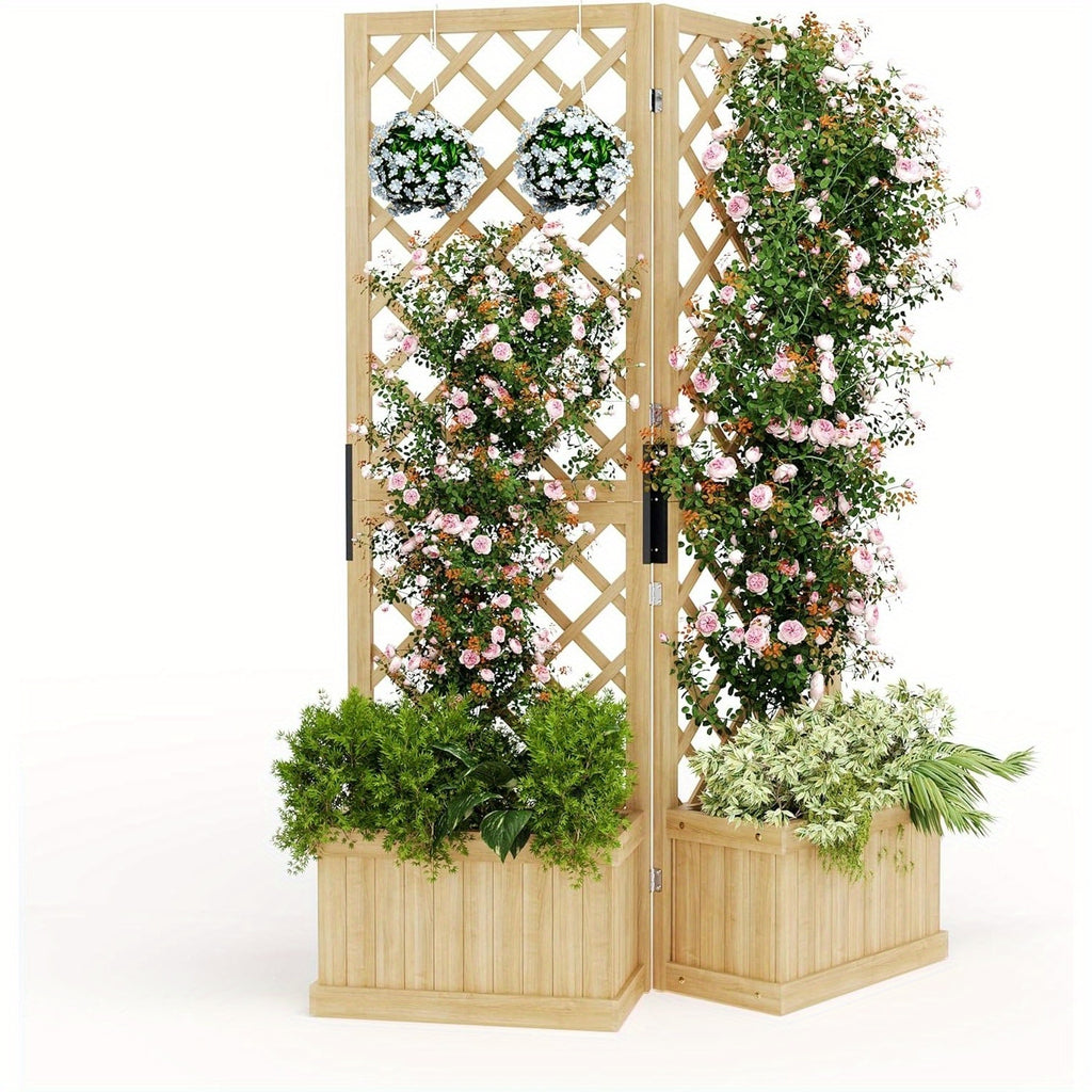 2-Panel Cedar Privacy Screen with Planter Box - 41\