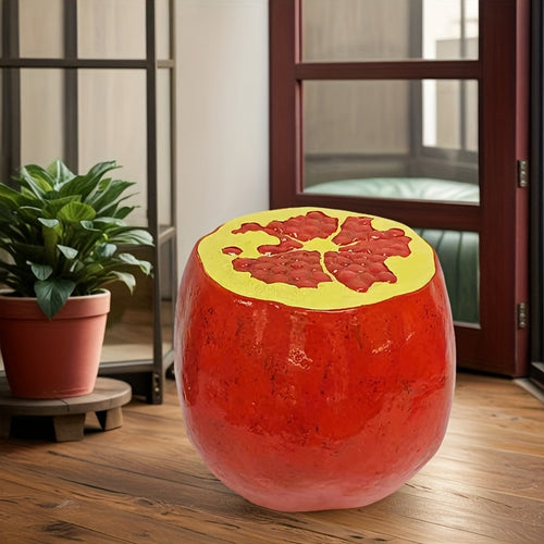 1pc Large 13.8-Inch Realistic Red Pomegrananus Stool - Heavy-Duty Resin Construction