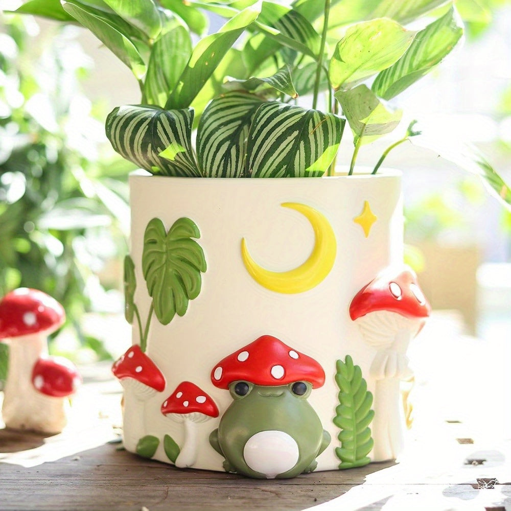 Colorful Frog Garden Planter, Cute Unique Succulent Planter with Drainage