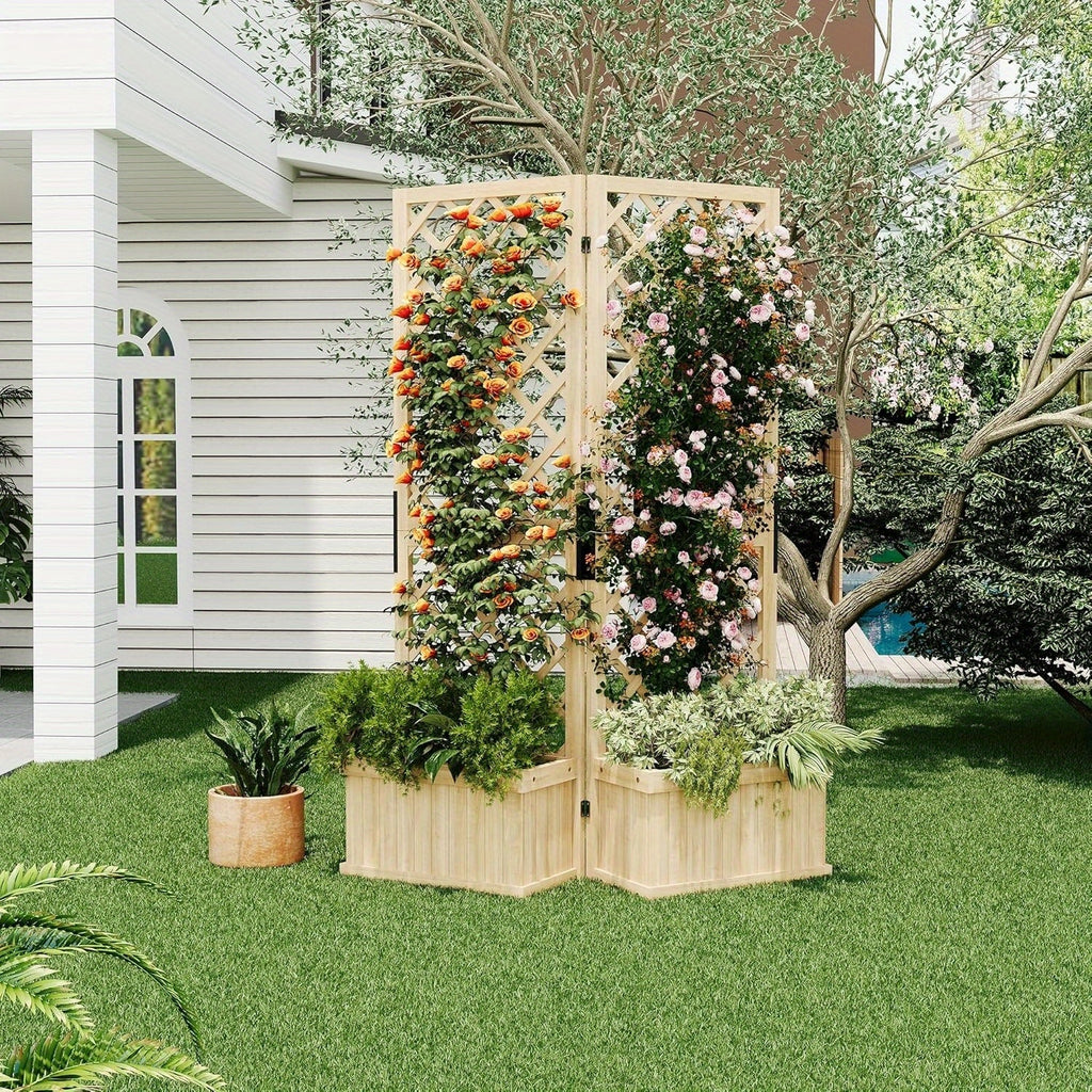 2-Panel Cedar Privacy Screen with Planter Box - 41\