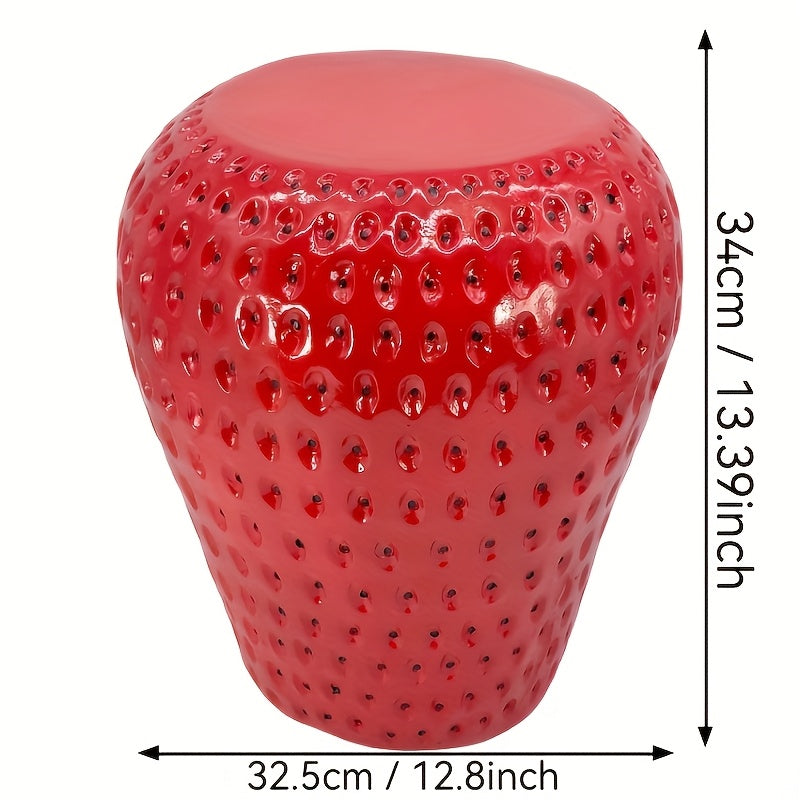 Whimsical Strawberry Stool 1pc Realistic Strawberry Stool - Heavy-Duty Resin Construction