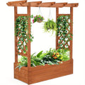 Teak Wood Raised Garden Bed with Trellis