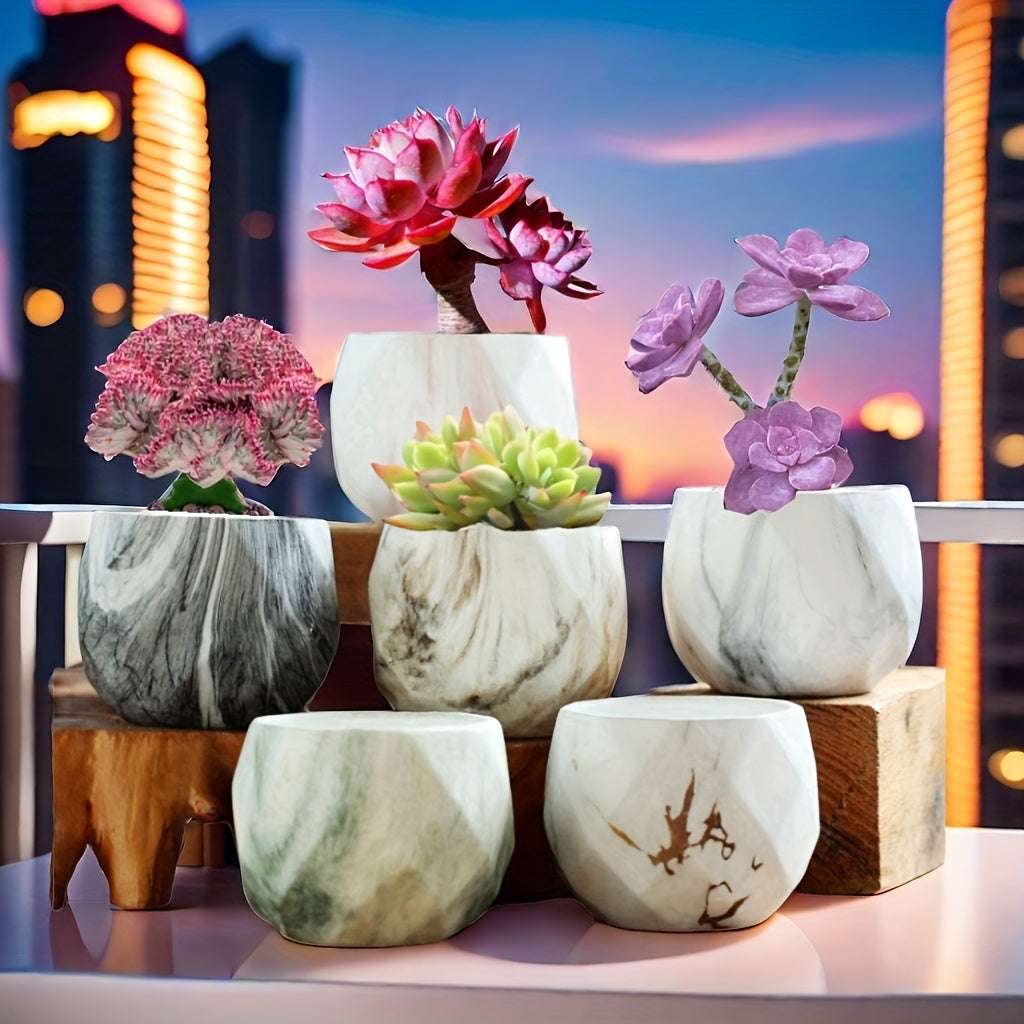 6pcs flower pots with drainage holes straight macaroons (3.15 inches)