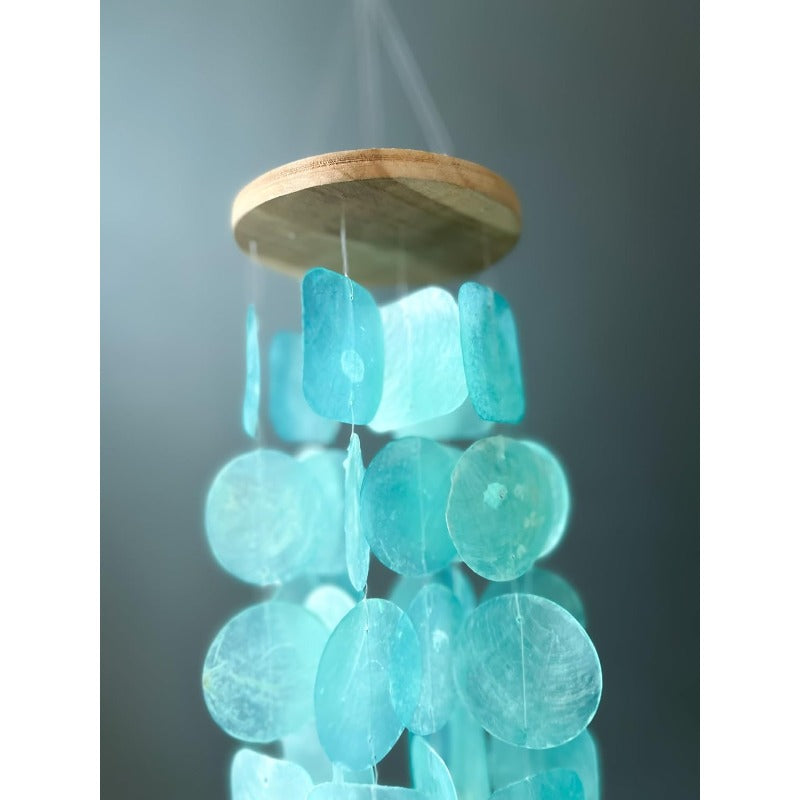 Turquoise Wind Chime - Large Outdoor\u002F Wind Chimes with Capiz Shells & Wood Beads