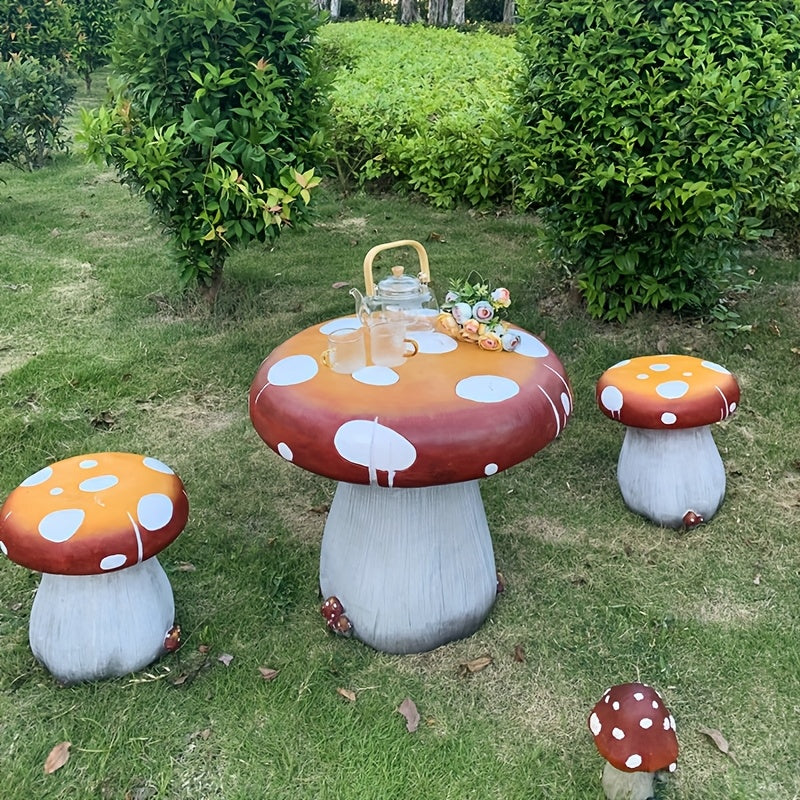 Mushroom Model Statue Stool, Outdoor Garden Resin Stool