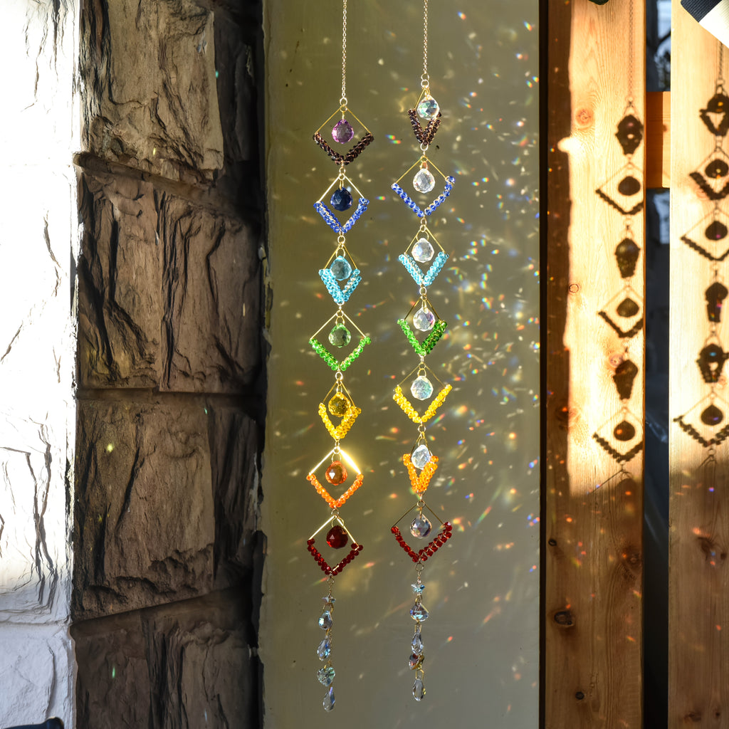 1pc Vintage Glass Seven Chakra Ball Wind Chime, Rainbow Maker