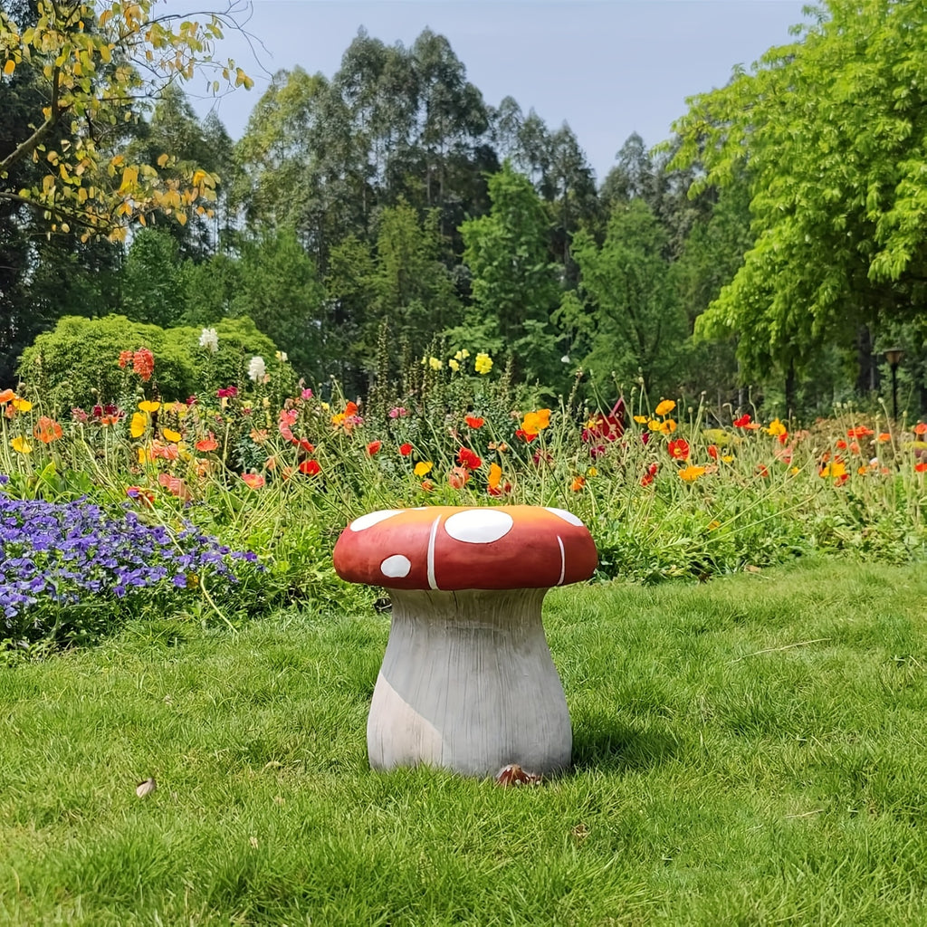Mushroom Model Statue Stool, Outdoor Garden Resin Stool