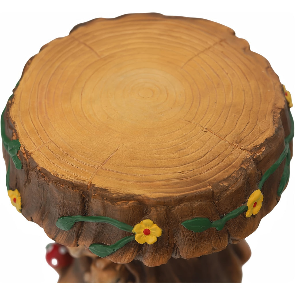 Enchanted Resin Mushroom Squirrel Garden Stool Sculpture