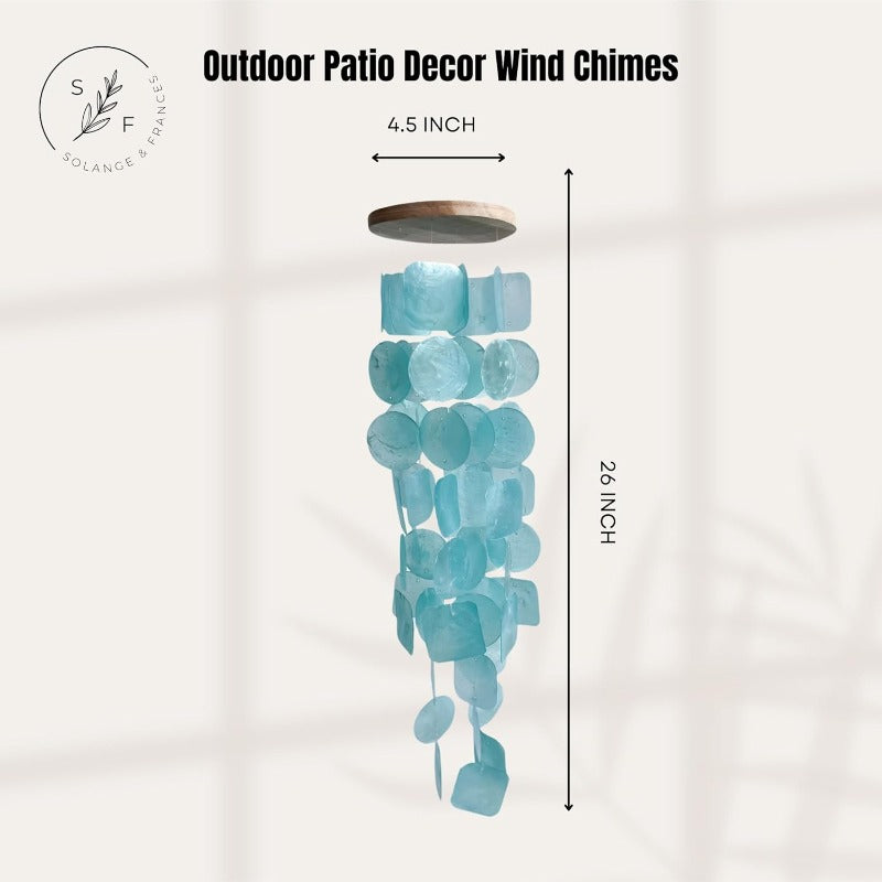 Turquoise Wind Chime - Large Outdoor\u002F Wind Chimes with Capiz Shells & Wood Beads