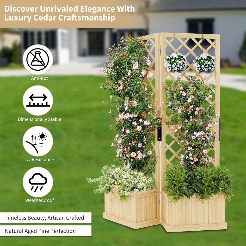 2-Panel Cedar Privacy Screen with Planter Box - 41\
