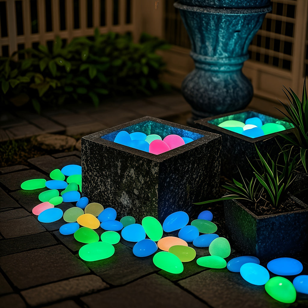 64pcs Glow in the Dark Stones - Extra Large Glow-in-the-Dark Decorations