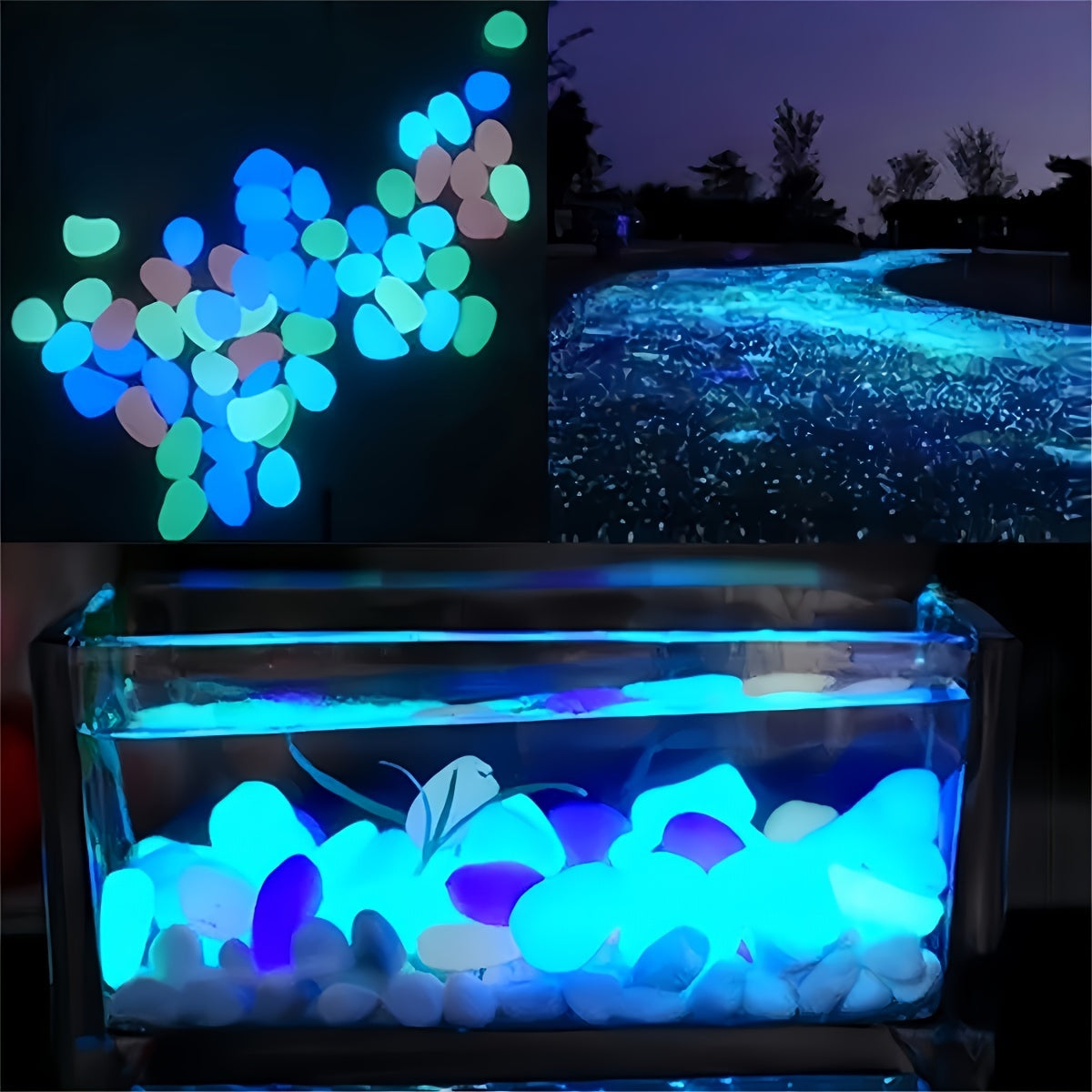 64pcs Glow in the Dark Stones - Extra Large Glow-in-the-Dark Decorations