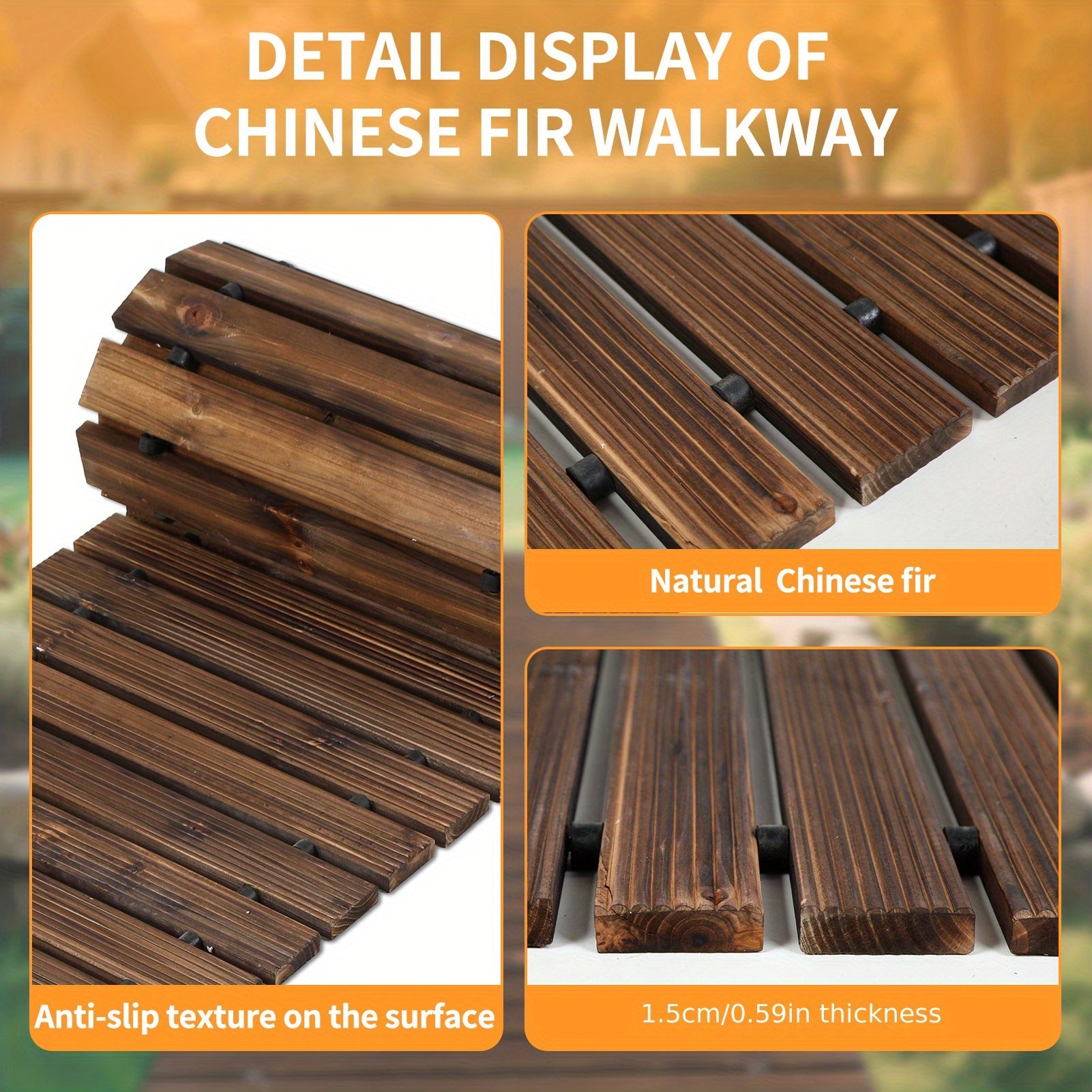 1pc Extra Long (8ft\u002F12ft Length Options) Wide 43cm Wooden Garden Pathway