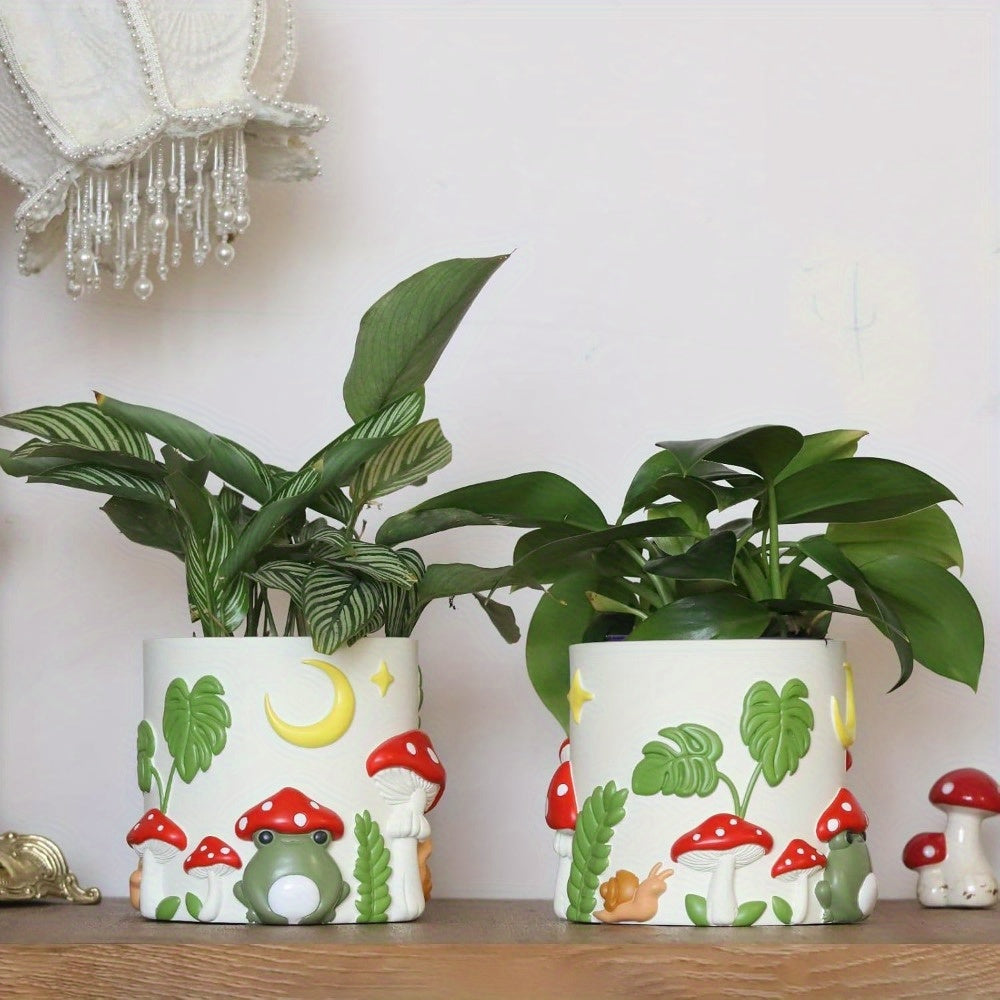 Colorful Frog Garden Planter, Cute Unique Succulent Planter with Drainage