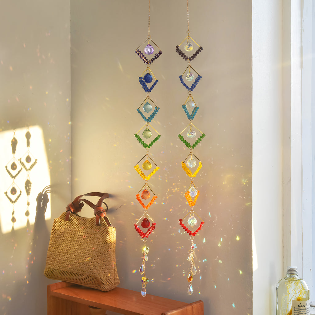 1pc Vintage Glass Seven Chakra Ball Wind Chime, Rainbow Maker
