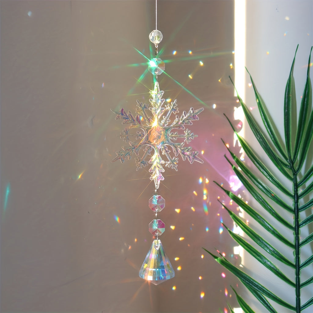4pcs Crystal Snowflake Wind Chime Set - Glass & Plastic