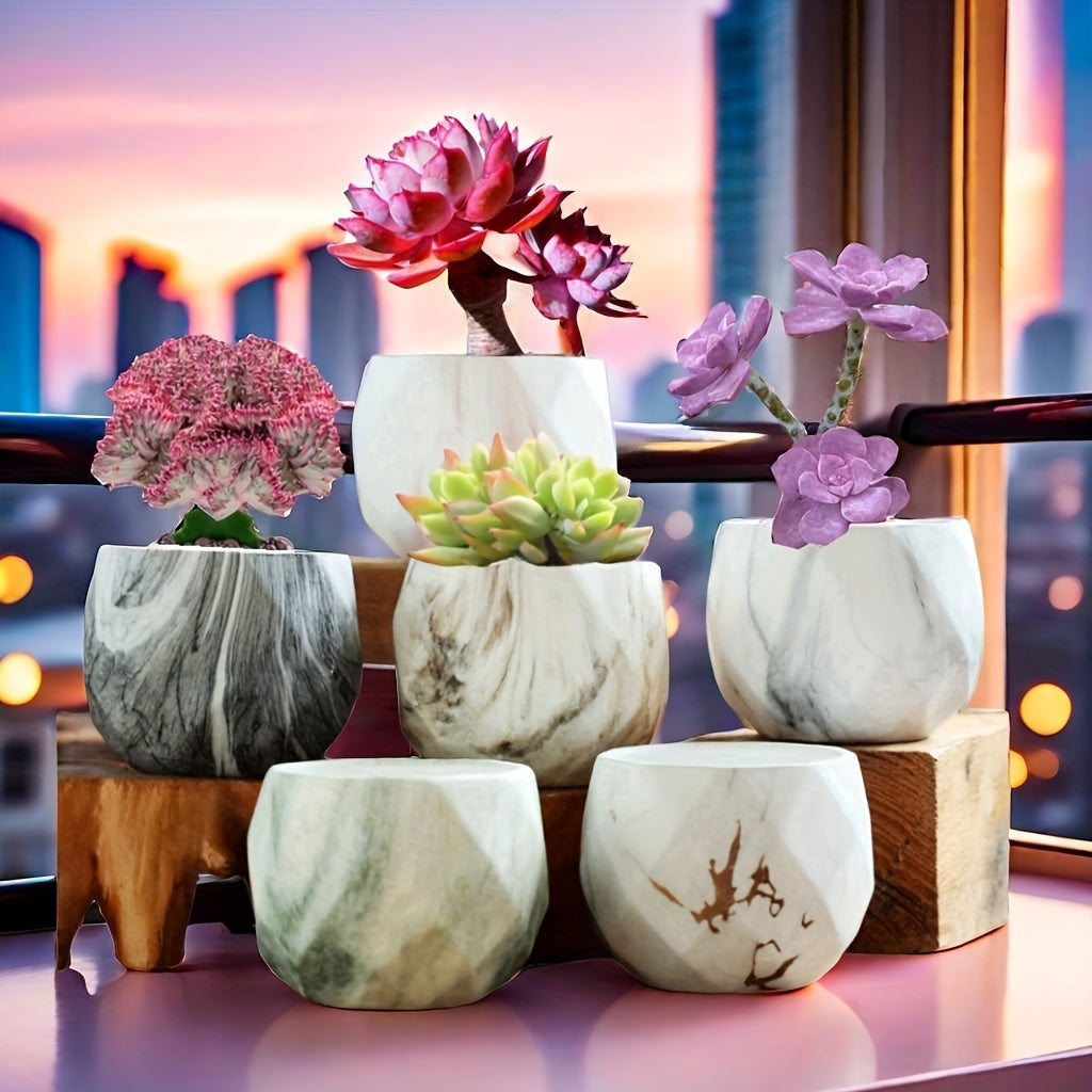 6pcs flower pots with drainage holes straight macaroons (3.15 inches)