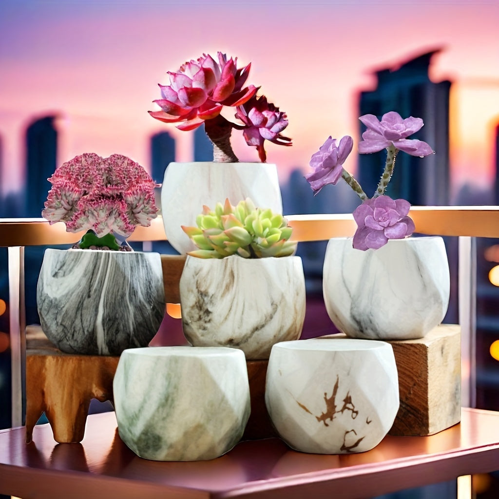 6pcs flower pots with drainage holes straight macaroons (3.15 inches)