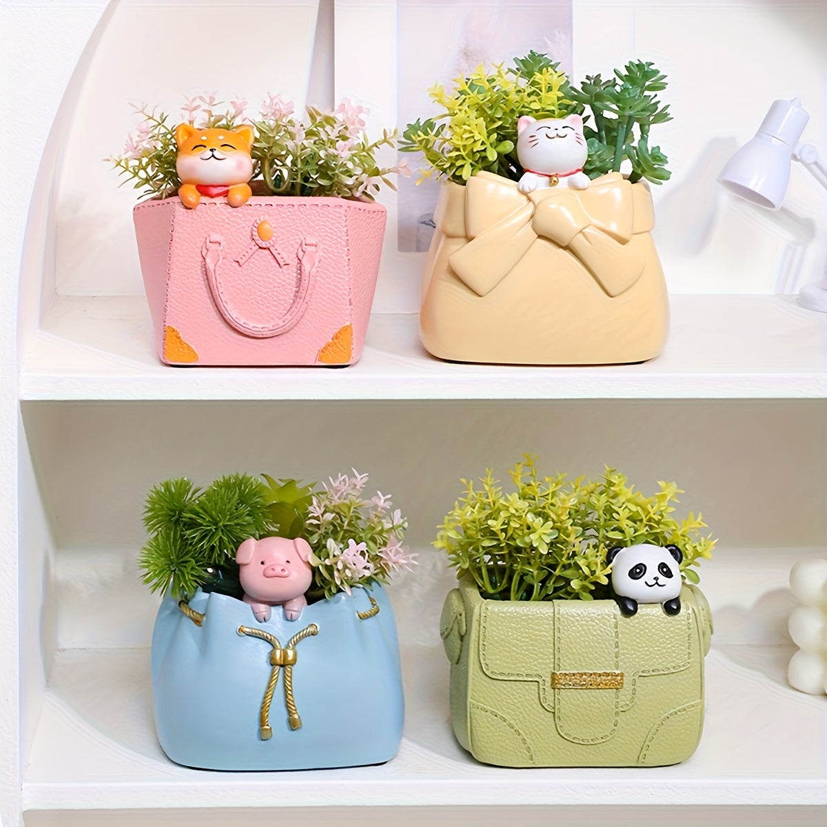 1pc Women's Handbag-Shaped Planter - Pastel Pink\u002FBlue\u002FGreen\u002F