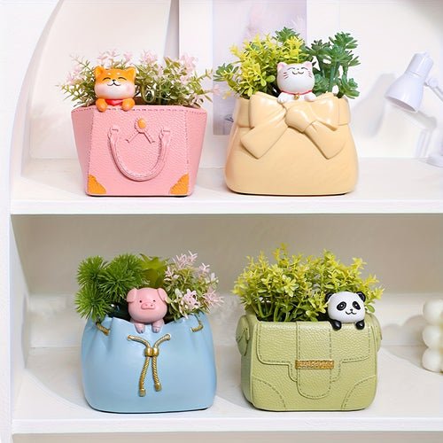 1pc Women's Handbag-Shaped Planter - Pastel Pink\u002FBlue\u002FGreen\u002F
