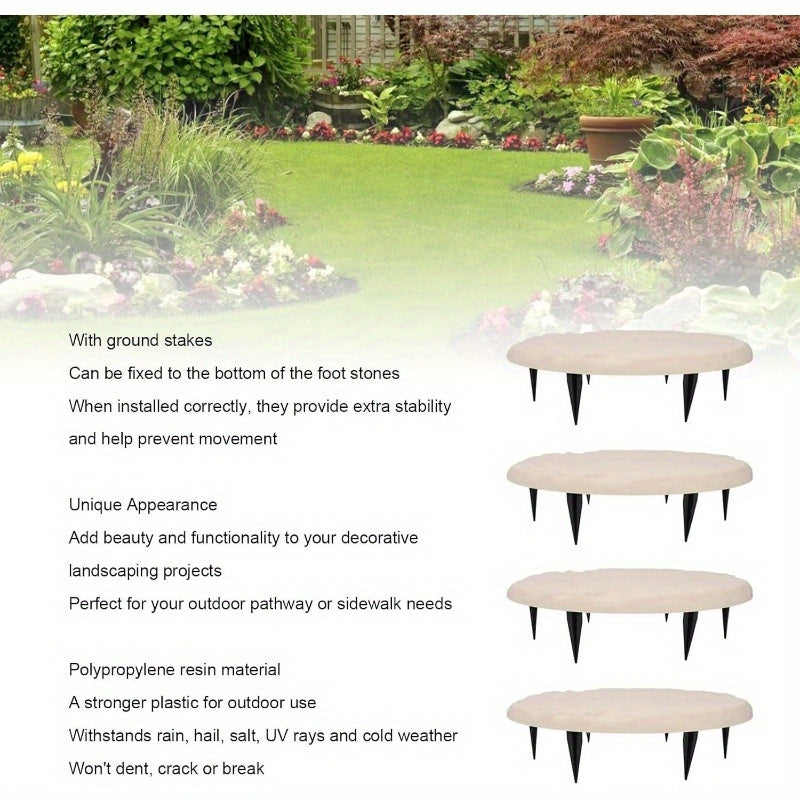 Heavy-Duty Garden Stepping Stones with Ground Stakes - Interlocking Pathway Stones
