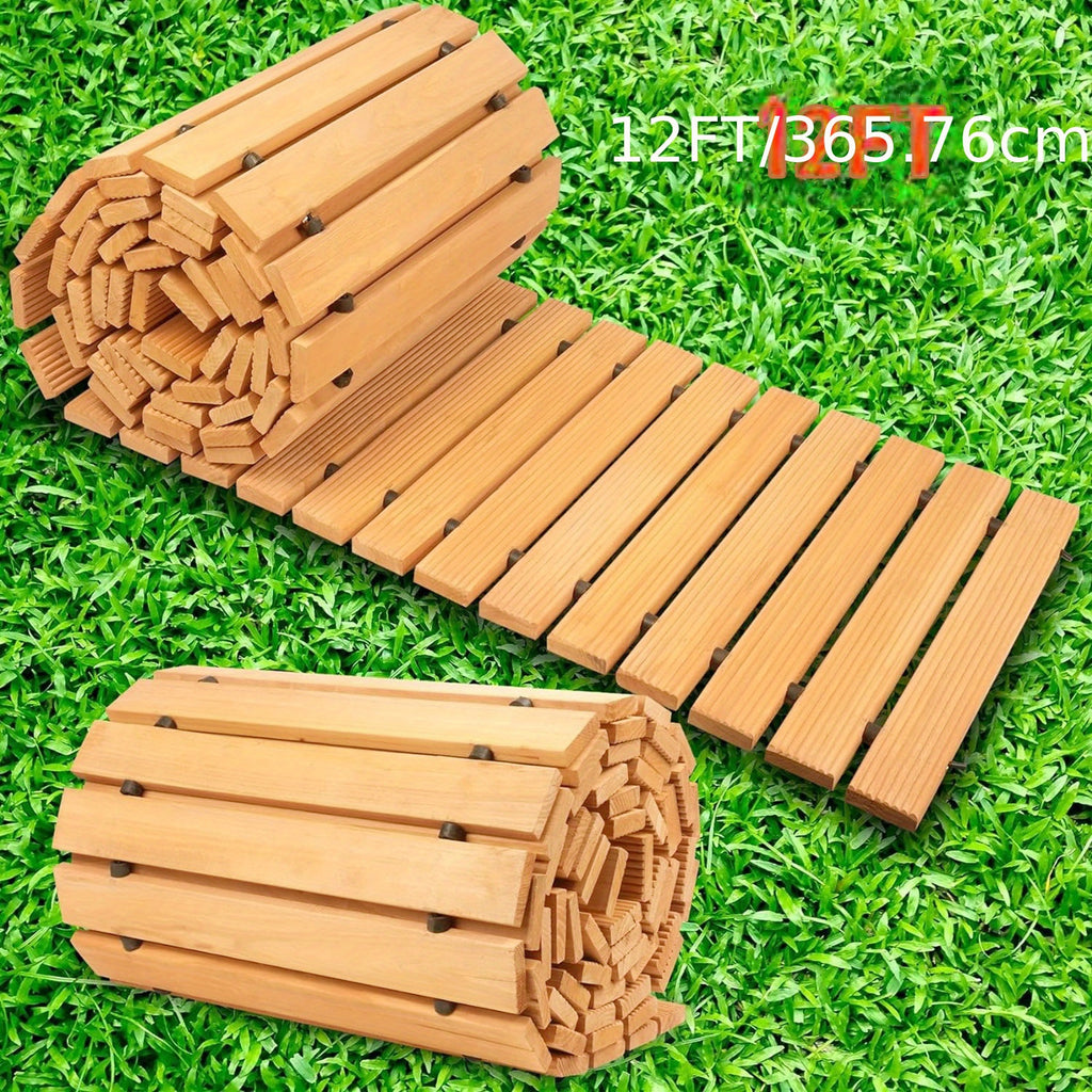 12ft x 45cm Wooden Garden Path Roll-Out Walkway - Natural Color