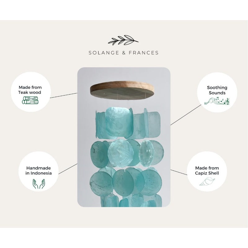 Turquoise Wind Chime - Large Outdoor\u002F Wind Chimes with Capiz Shells & Wood Beads